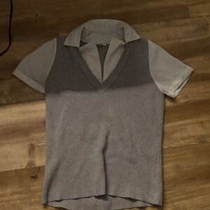 Milano Gray Knit Vest with Collar